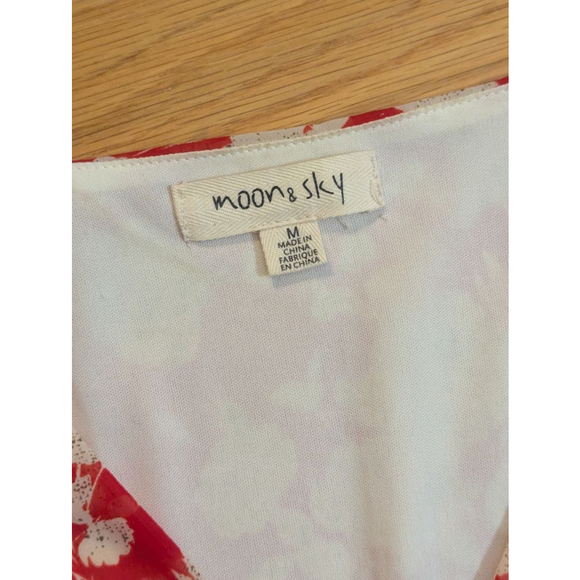 Moon and Sky Floral Maxi Dress Red White Boho Medium - Picture 5 of 12